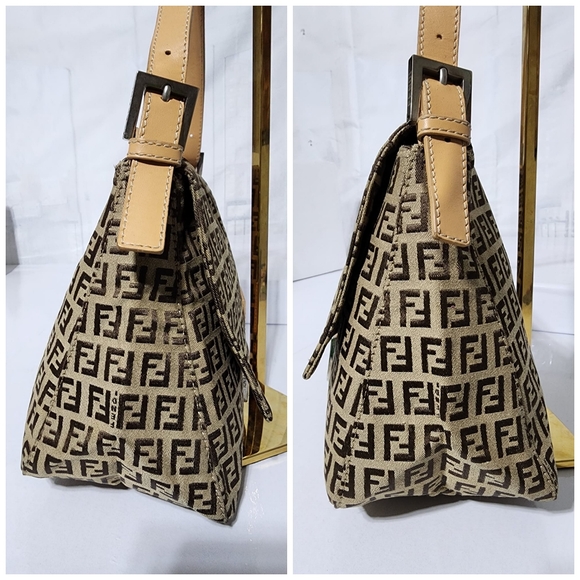 Fendi Zucchino Canvas Mamma Forever Shoulder Bag Brown/Beige - Picture 9 of 14
